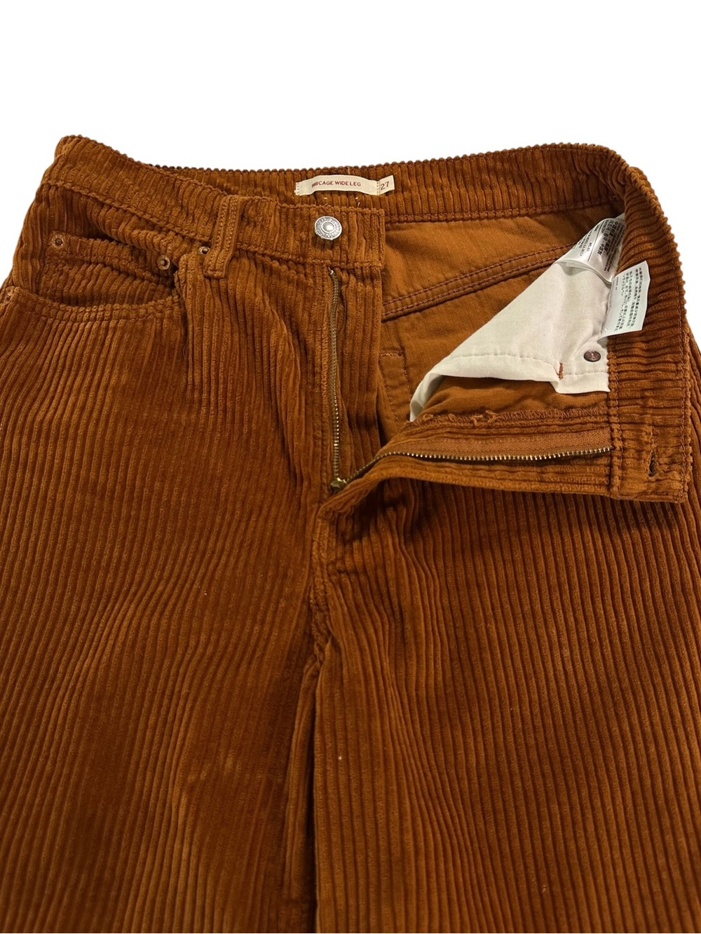 Levi’s Ribcage Wide Leg Corduroy Crop Pants Burnt Orange High Rise 27 - Picture 6 of 12